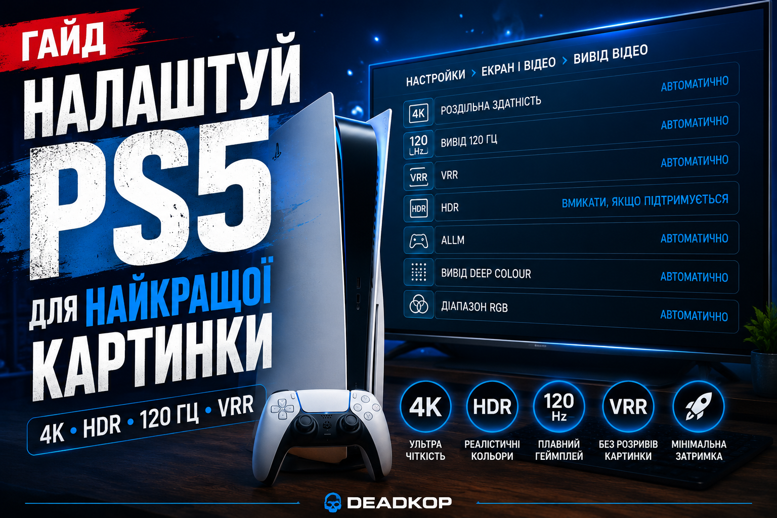 Як налаштувати PS5 для найкращої картинки: 4K, HDR, 120 Гц і VRR